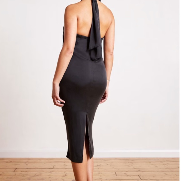 Black Tie Neck Bandeau Dress by The Summer Edit, Wolf & Badger - Size L - Picture 3 of 5